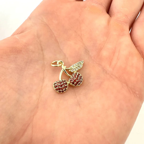 Dije Cerezas con Circones – 1,5 cm - Baño de Oro - Glamora