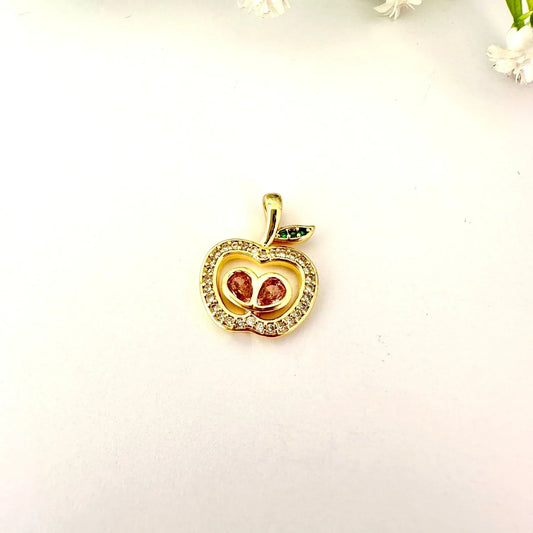 Dije Manzana Brillante – 1.5 cm - Baño de Oro - Glamora