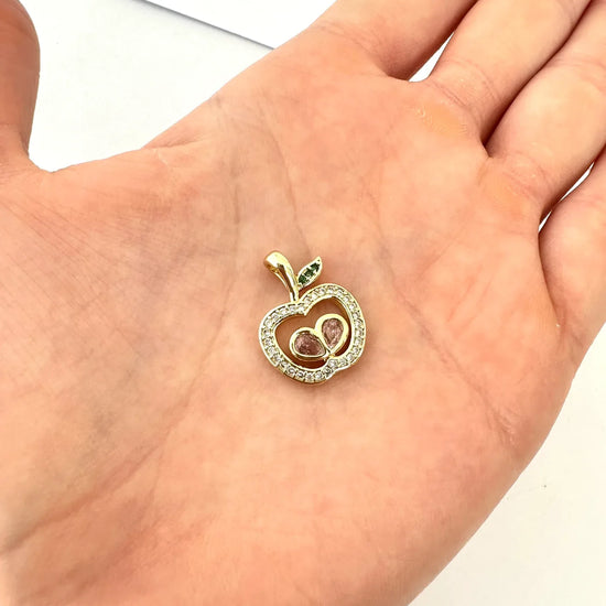 Dije Manzana Brillante – 1.5 cm - Baño de Oro - Glamora