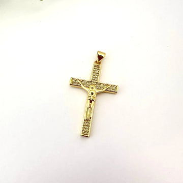 Dije Cruz con Cristo – 3,6cm - Baño de Oro - Glamora