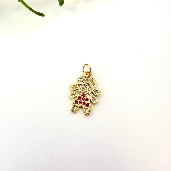 Dije Niña con brillos – 2cm - Baño de Oro - Glamora