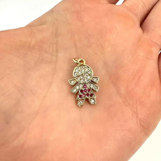 Dije Niña con brillos – 2cm - Baño de Oro - Glamora