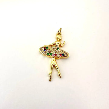 ✨ Dije Bailarina Brillante – 3,2cm - Baño de Oro - Glamora