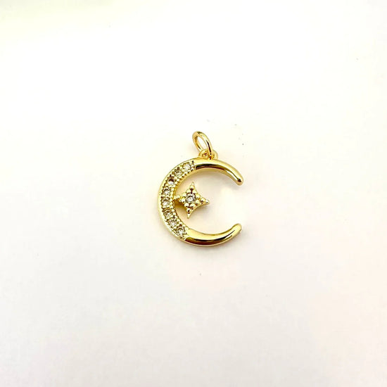 ⭐ Dije Luna & Estrella Brillante – 1,7cm - Baño de oro - Glamora