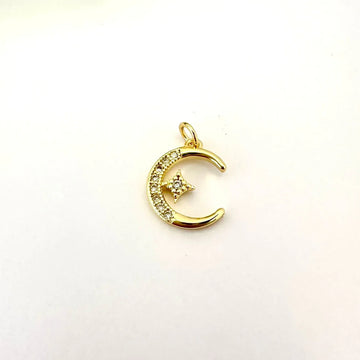 ⭐ Dije Luna & Estrella Brillante – 1,7cm - Baño de oro - Glamora