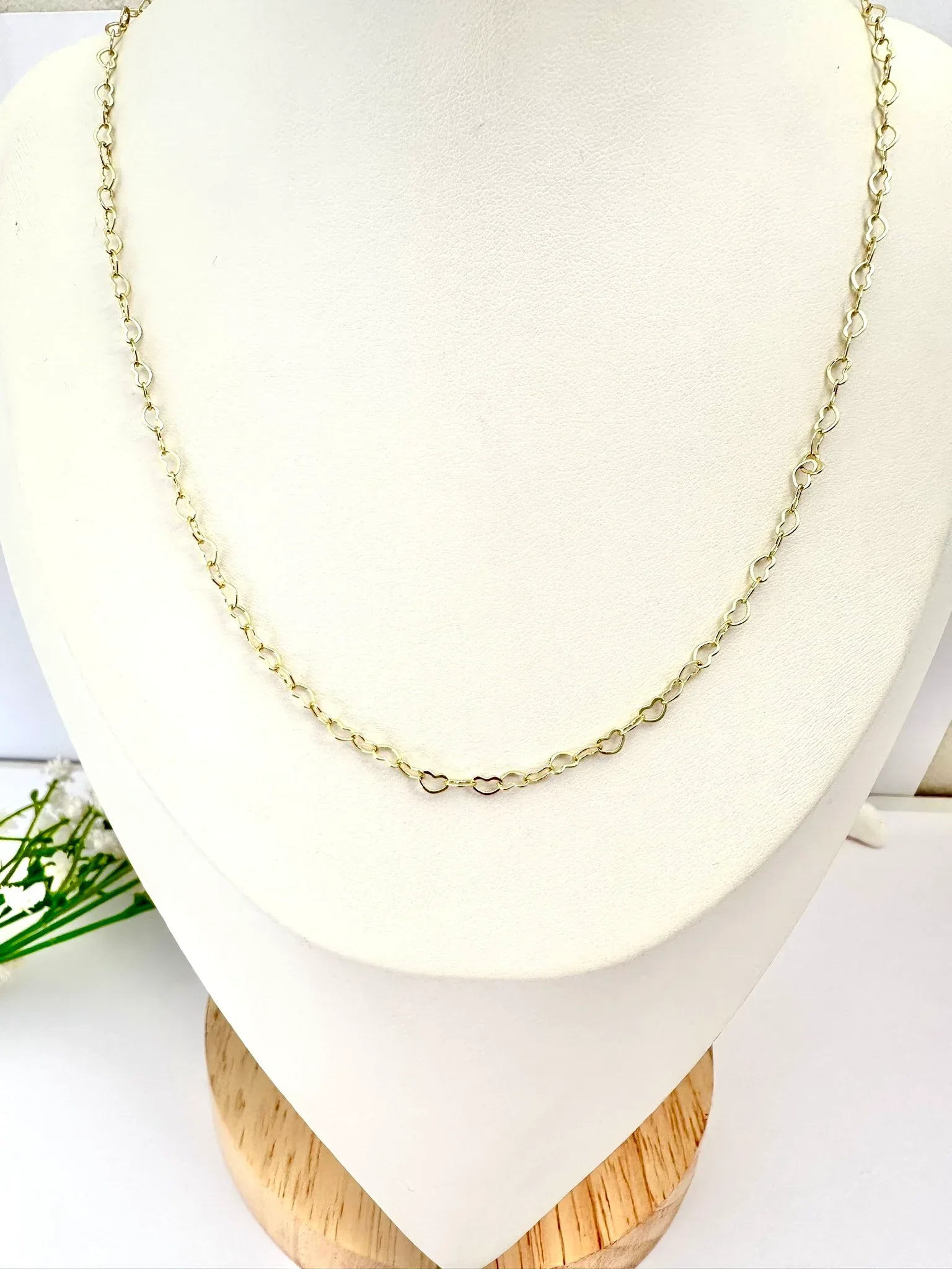 Cadena Corazones Enlazados - 50cm - Baño de Oro - Glamora