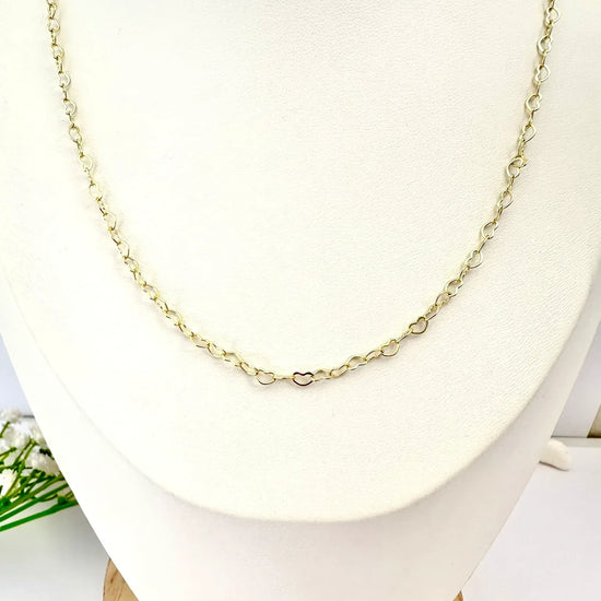 Cadena Corazones Enlazados - 50cm - Baño de Oro - Glamora