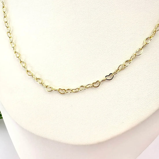 Cadena Corazones Enlazados - 50cm - Baño de Oro - Glamora