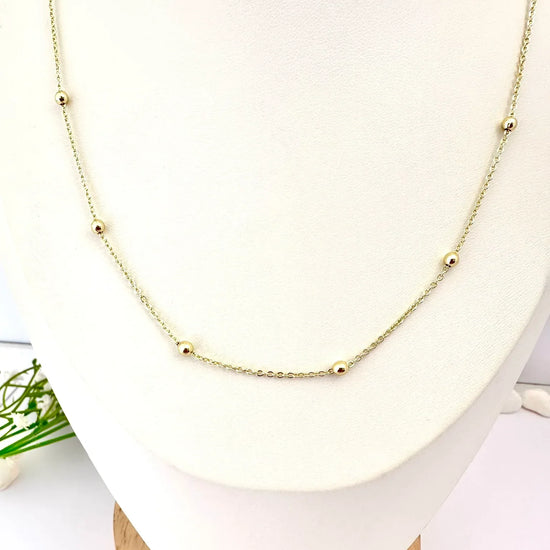 Cadena de pelotitas - 50 cm - Baño de Oro - Glamora