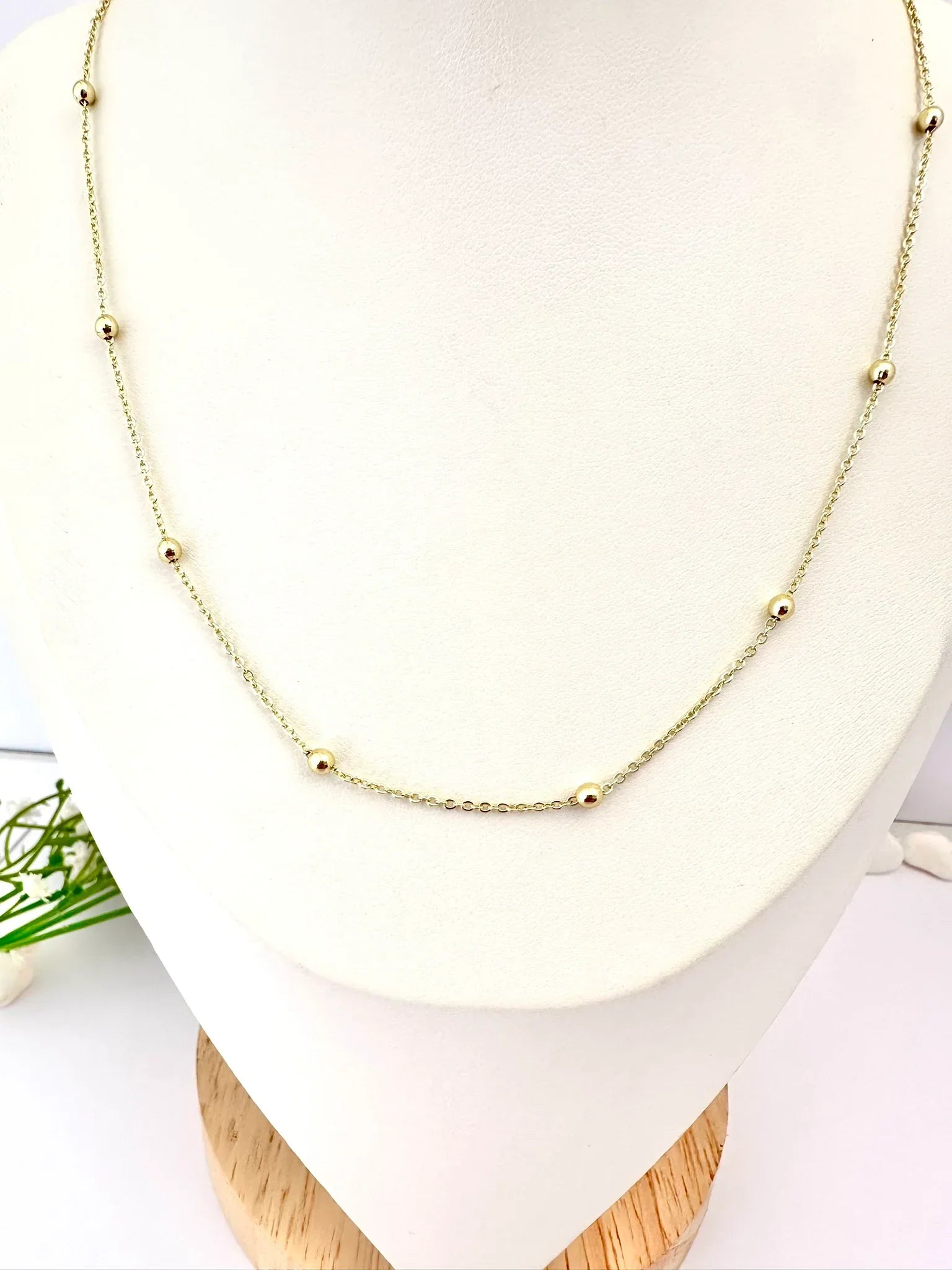 Cadena de pelotitas - 50 cm - Baño de Oro - Glamora