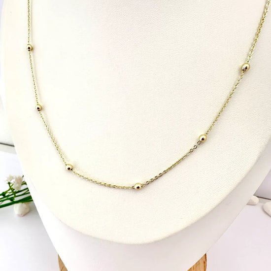 Cadena de pelotitas - 50 cm - Baño de Oro - Glamora