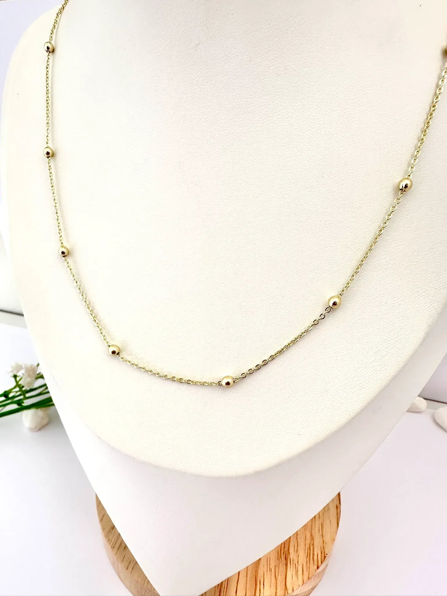 Cadena de pelotitas - 50 cm - Baño de Oro - Glamora