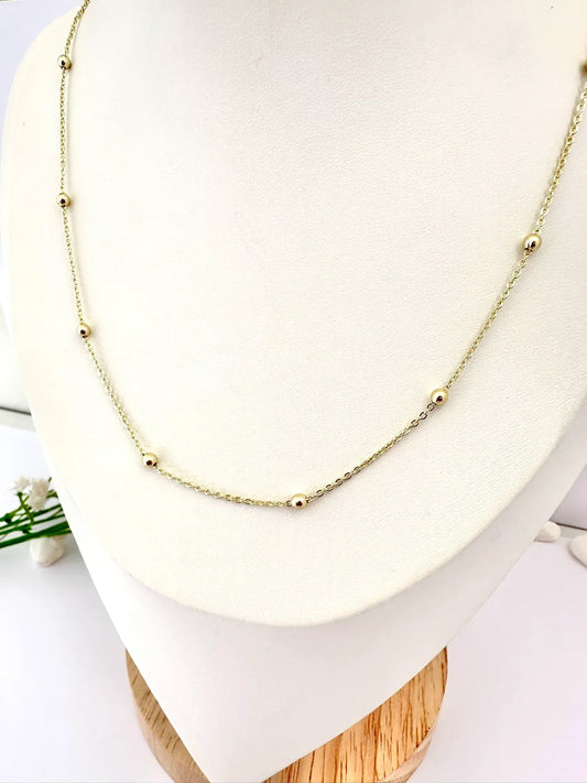 Cadena de pelotitas - 50 cm - Baño de Oro - Glamora