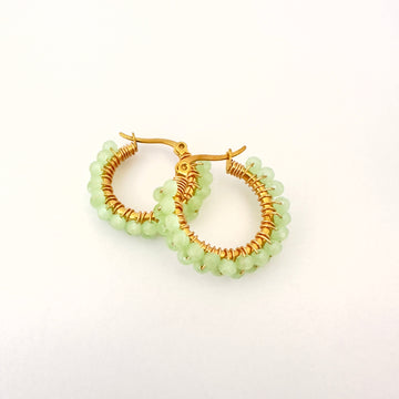 Aros con Mostacillas Verde Agua