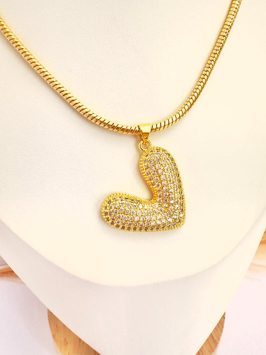 Collar Corazón Maxi Deluxe – 50 cm - Baño de Oro