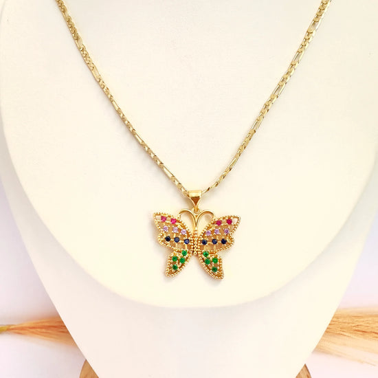 Collar Mariposa Aurora – 48 cm - Baño de Oro - Glamora