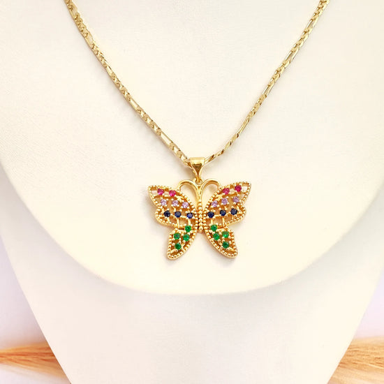 Collar Mariposa Aurora – 48 cm - Baño de Oro - Glamora