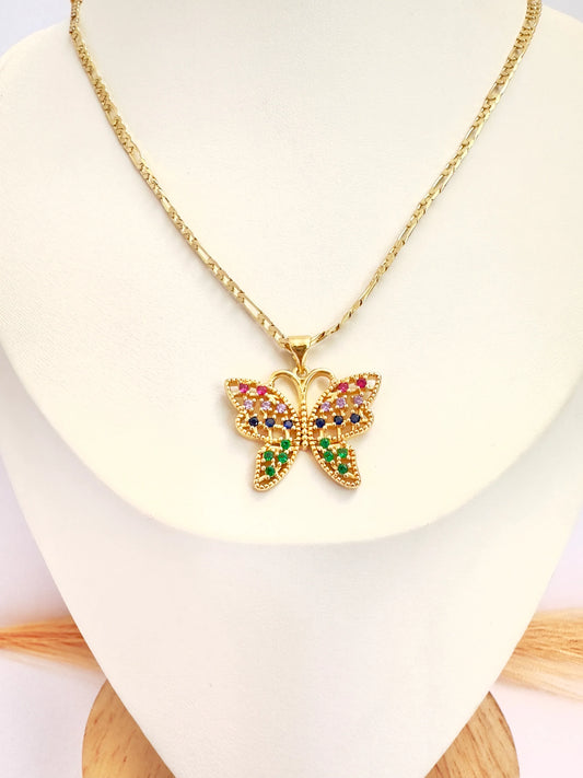 Collar Mariposa Aurora – 48 cm - Baño de Oro - Glamora