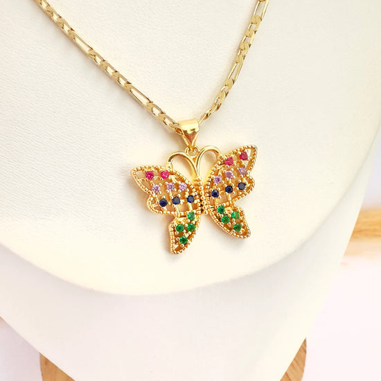 Collar Mariposa Aurora – 48 cm - Baño de Oro - Glamora