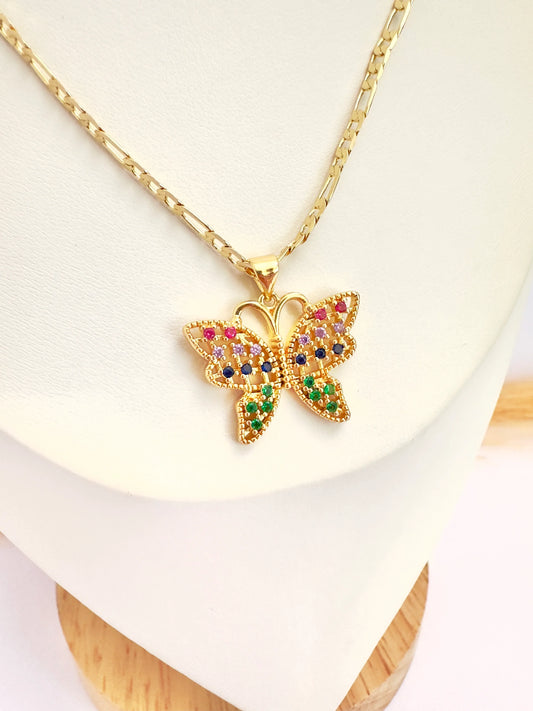 Collar Mariposa Aurora – 48 cm - Baño de Oro - Glamora