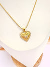 Collar Corazón Relieve Brillante – 50 cm - Baño de Oro - Glamora