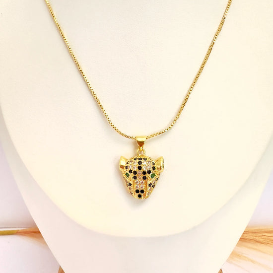 Collar Cabeza de Leopardo – 50 cm - Baño de Oro - Glamora