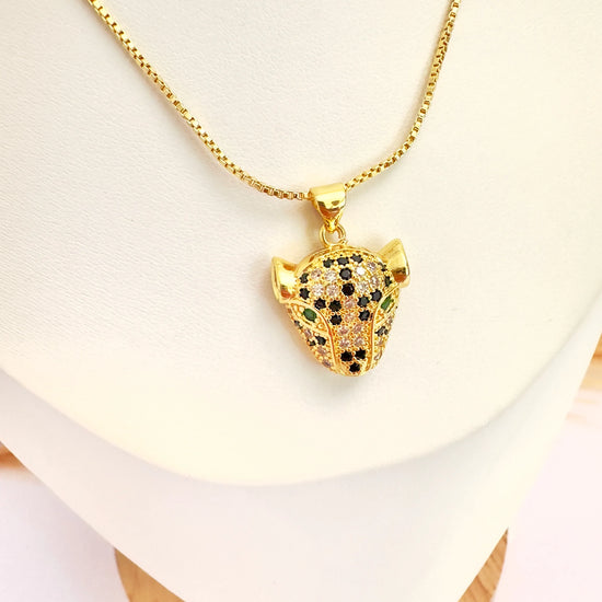 Collar Cabeza de Leopardo – 50 cm - Baño de Oro - Glamora