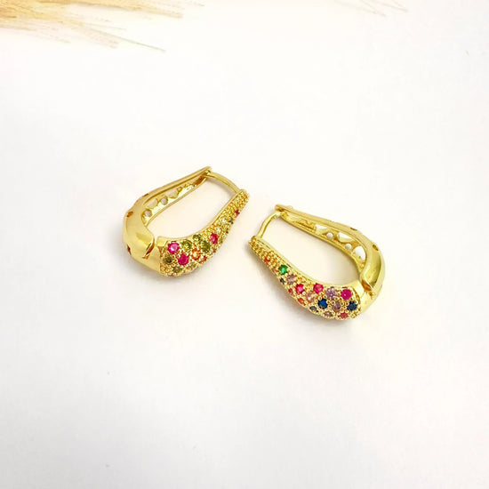 Argollas Arcoíris Elegantes – 2,2 cm - Baño de Oro - Glamora