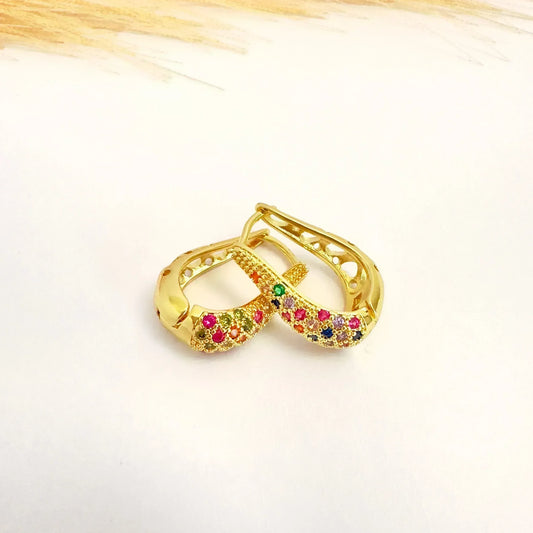 Argollas Arcoíris Elegantes – 2,2 cm - Baño de Oro - Glamora