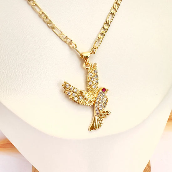 Collar pajarito Brillante – 47 cm - Baño de Oro - Glamora