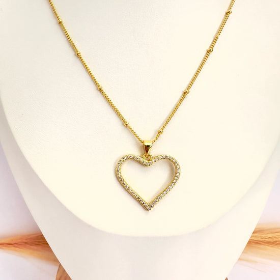 Collar Corazón Delicado – 50 cm - Baño de Oro - Glamora