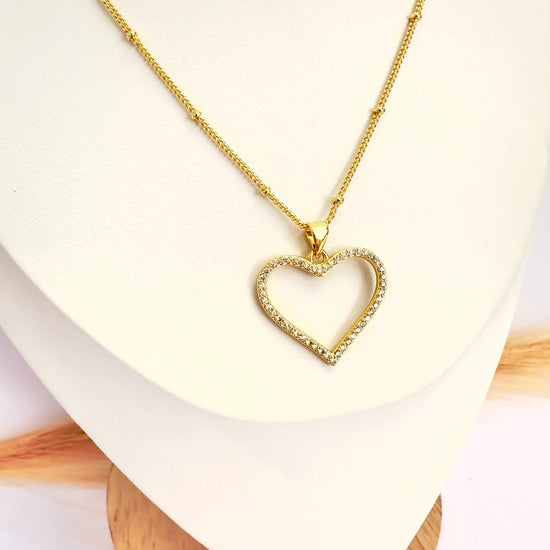 Collar Corazón Delicado – 50 cm - Baño de Oro - Glamora