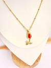 Collar Tulipán Rojo – 50 cm - Baño de Oro - Glamora