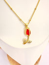 Collar Tulipán Rojo – 50 cm - Baño de Oro - Glamora