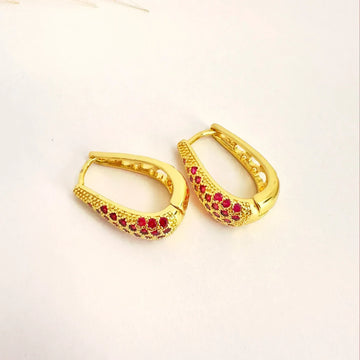 Argollas con Circones Rosa – 2,2 cm - Baño de Oro - Glamora