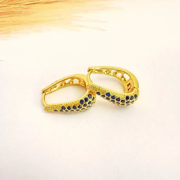 Argollas con Circones Azules – 2,2 cm - Baño de Oro - Glamora