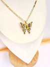 Collar Mariposa con Circones Negros – 47 cm - Baño de Oro - Glamora
