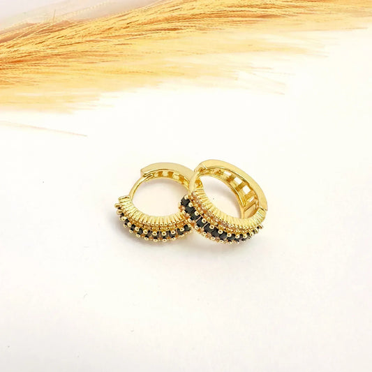 Argollas Black Elegant – 1,8 cm - Baño de Oro - Glamora