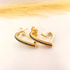 Aros Corazón Contorno Black – 2,5 cm - Baño de Oro - Glamora