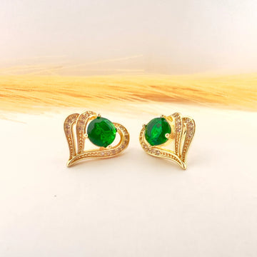 Aros Elegancia Esmeralda – 1,5 cm - Baño de Oro - Glamora