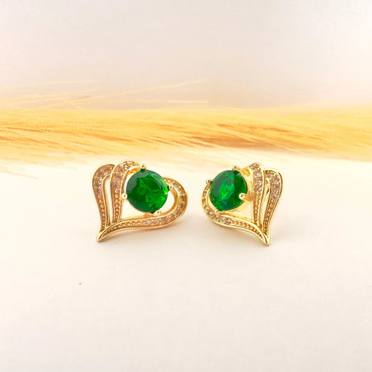 Aros Elegancia Esmeralda – 1,5 cm - Baño de Oro - Glamora