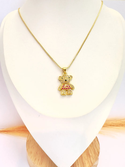 Collar Osito Dulce – 50 cm - Baño de Oro - Glamora
