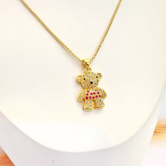 Collar Osito Dulce – 50 cm - Baño de Oro - Glamora