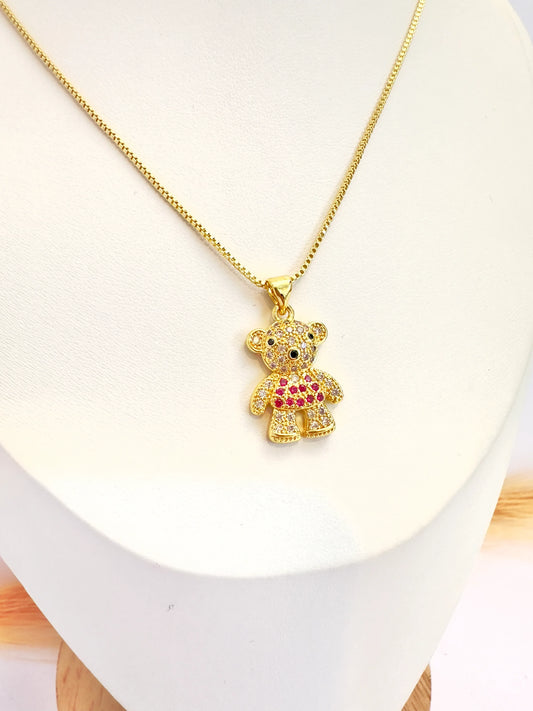 Collar Osito Dulce – 50 cm - Baño de Oro - Glamora