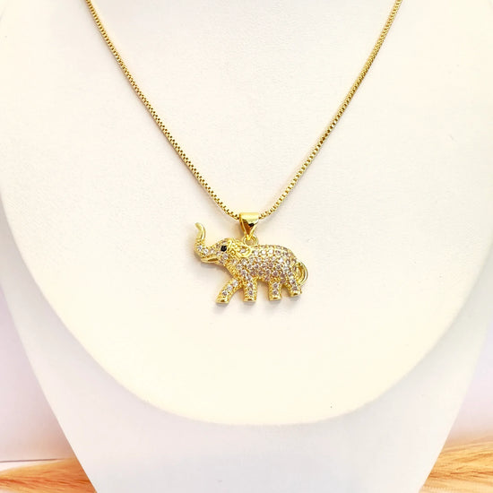 Collar Elefante Brillante – 50 cm - Baño de Oro - Glamora