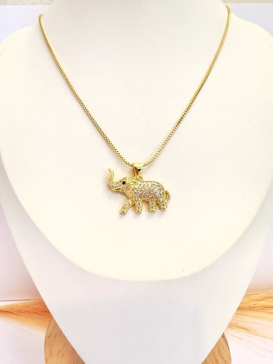 Collar Elefante Brillante – 50 cm - Baño de Oro - Glamora