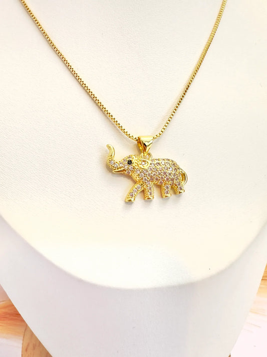 Collar Elefante Brillante – 50 cm - Baño de Oro - Glamora