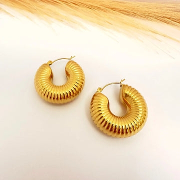 Argollas Ondas Oro – 3 cm - Glamora