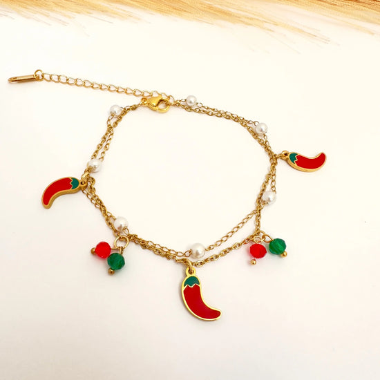 Pulsera Doble Ají Rojo - Glamora