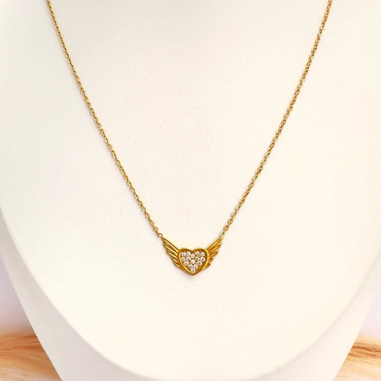 Collar Corazón Alado Brillante - 50cm - Glamora